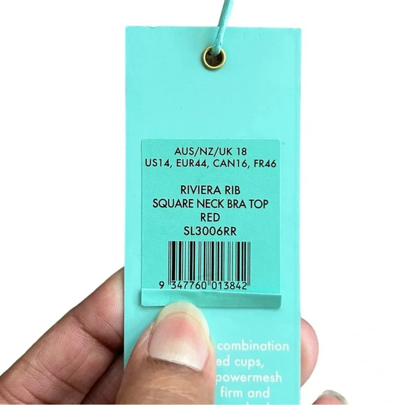 Sea Level Riviera Rib Sz 14 Red Square Neck Bralette Bikini Top - Picture 5 of 5